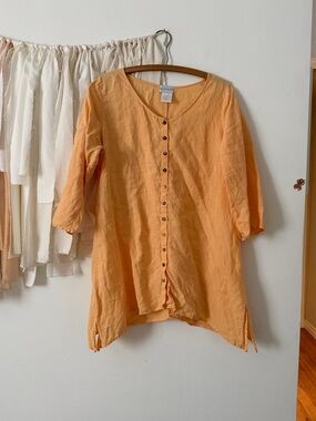 Soft Surroundings Linen Button Up Blouse
